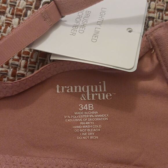 New 34B T-Shirt Bra By Tranquility & True Dark Pink New With Tags - Picture 2 of 4